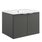 Modway Maybelle 24" Wall-Mount Bathroom Vanity - Grey/White-Assembly Required