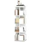HOMCOM 4 Tier Rotating Bookshelf Tower - White Wood Grain-Four tiers with 16 compartments provide ample storage for various items