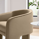 Modway Greer Performance Velvet Upholstered Accent Armchair - Taupe-Dense Foam Padding