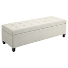 HOMCOM Linen Fabric Entryway Bench with Wooden Feet - Beige-Elegant and chic, this bench enhances any living space  