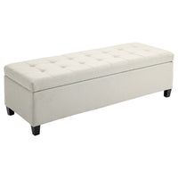 HOMCOM Linen Fabric Entryway Bench with Wooden Feet - Beige-Elegant and chic, this bench enhances any living space  