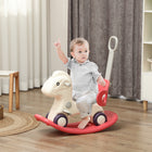 Qaba 4-in-1 Kid Rocking Sliding Horse with Balance Board - Red-Includes detachable push handle for parent-controlled rides 