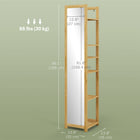 HOMCOM Full Length Mirror with Shelf Bamboo Frame - 13.8" W x 66.1" H - Brown-Safe anti-tipping design is friendly for families with kids and pets 