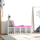 HOMCOM Bookshelf with Reading Nook - Pink-Suitable for living room, bedroom, study, and office