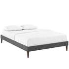 Modway Sharon Fabric Full Bed Frame with Squared Tapered Legs - Grey-Ten Wood Support Slats