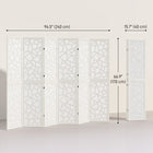 HOMCOM 6 Panel Geometric Pattern Freestanding Room Divider for Bedroom - White-Translucent non-woven fabric panels create privacy while allowing soft light to pass through 
