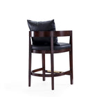 Manhattan Comfort Ritz 22" Mid-Century Modern Faux Leather Upholstered Counter Stool - Black and Dark Walnut - 2 Pack-Delivered to you Fully Assembled! No Assembly Required