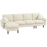 HOMCOM Changeable Sectional Sofa with Chaise Lounge - Cream White-Space-saving L-shaped design fits the corner of the living room, bedroom, home office, etc