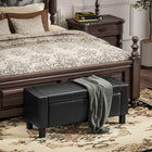 HOMCOM Faux Leather Padded Storage Ottoman - Black-Easy assembly required