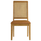 Modway Arlo Vegan Leather Upholstered Faux Rattan and Wood Dining Side Chairs - Natural/Tan - 2 Pack-9