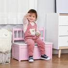 Qaba 2-in-1 Kids Toy Box Storage Organizer with Safety Pneumatic Rod - Pink-Safety gas stay bar prevents the lid from slamming, keeping your child safe
