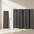 HOMCOM 6 Panel Bamboo Hand-Woven Freestanding Room Divider for Home Office - Black-Solid pine wood frame for solidness
