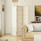 HOMCOM 3 Panel Freestanding Room Divider - Natural Wood-The solid paulownia wood frame ensures durability and stability
