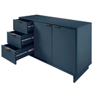 Manhattan Comfort Granville 55.04" Modern Sideboard - Midnight Blue-Open Contemporary Mop Base Side Legs. Adding Seamless Fashion Design and Durability