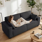 HOMCOM 86" Corduroy 3 Seater Sofa Couch with Spring Cushion - Dark Grey-Reinforced metal and multilayer board frame provides stability for daily use  