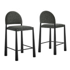 Modway Hayley Upholstered Fabric Counter Stools 2-Piece Set - Black/Anthracite-Set of Two Counter Stools