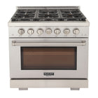 Kucht 36" KFX-X Series Pro Style Natural Gas Range - Stainless Steel-Rocket power burner 21 000 btu for rapid searing
