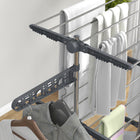 HOMCOM 3-Tier Collapsible Adjustable Clothes Drying Rack - Grey-Come with 6 PP universal wheels, with 2 lockable 