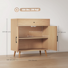 HOMCOM 30" Farmhouse Sideboard Buffet Cabinet with Drawer & Storage Shelf - Oak-Includes an anti-tip strap and foot pads for enhanced stability and safety