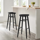 Modway Saville Backless Wood Bar Stools - Black - Set of 2-Backless Design