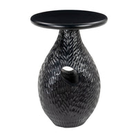 Zuo Piho Side Table - Black-Painted Mango Wood round shape tabletop