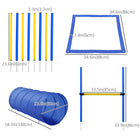 PawHut Dog Outdoor Exercise Training Set with Tunnel, 8 Weave Poles, High Jumper-A variety of equipment types with adjustable high jump, weave poles, square pause box and round open tunnel 