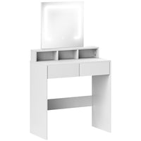 HOMCOM Makeup Vanity Desk with Mirror and Lights - 29.5" L x 15" W x 53.1" H - White-LED lights with three colour options enhance makeup application 