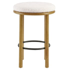 Modway Fable Boucle Fabric Counter Stools - Oak Ivory - Set of 2-Non-Marking Foot Glides