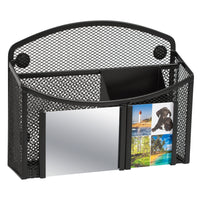 Locker Gear Magnetic Mesh Caddy with Mirror - Black-Practical design - four compartments for organized storage and a detachable mirror