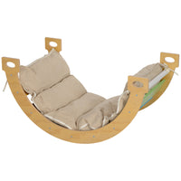 Qaba 3 in 1 Climbing Toy with Wooden Lader Acrh for Toddlers Climbing - Nature Wood-Converts from an arch ladder to a rocking chair, or a crawling toy for versatility 