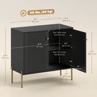 HOMCOM Modern 31.5" L Sideboard Buffet Cabinet with Fluted Doors - Black-Strong steel legs and an anti-tipping kit ensure stability and safety