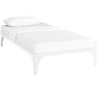 Modway Ollie Twin Bed Frame - White-Slatted Poplar Wood Support System