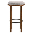 Modway Fable Boucle Fabric Bar Stools - Walnut Taupe - Set of 2-Non-Marking Foot Glides