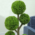 HOMCOM 43.3" Decorative Artificial Cypress Tree in Pot - Green-Faux grass, moss, and cement soil included for stability and realism 