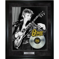 David Bowie Playing Guitar with Platinum LP - Framed Print - 32" x 36"-Premium music memorabilia