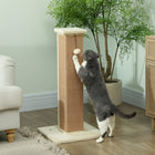 PawHut 32" Cat Scratching Post with Sisal Teasing Ball - Beige-This cat post for indoor cats has a hanging ball for the entertainment of your cats 