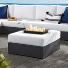 Modway Tahoe Outdoor Patio Powder-Coated Aluminum Ottoman - Grey/White-Dense Foam Padding
