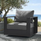 Modway Tahoe Outdoor Powder-Coated Aluminum Swivel Armchair - Grey/Charcoal-Resilient Outdoor Foam Cushions