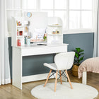 HOMCOM Vanity Desk with Mirror - 42.5" L x 15.75" W x 56" H - White-The sizeable central mirror is ideal for getting ready 
