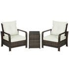 Outsunny 3-Pieces Wicker Patio Furniture Set - Beige-Three piece set, includes two armchairs and a matching table    