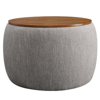 Modway Perla Woven Heathered Fabric Upholstered Storage Ottoman - Heathered Weave/Wheat-Dense Foam Padding