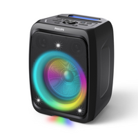 Philips TAX3000 Bluetooth Party Speaker-120 W Max (60 W RMS) and Bass+. Love a good bassline? With its 8” woofer, and our exclusive Bass+ technology, the bass on this party speaker will sound deep, rich, and full—even if you’re listening at lower volumes while chilling out at the end of the night. You get 120 W max (60 W RMS) of bold sound, and two 2” tweeters mean vocals don’t just sing, they soar.