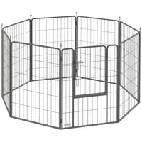 PawHut 8-Panel Heavy Duty Foldable Dog Playpen - 39" H-Eight panels are configured into various shapes for versatile setups