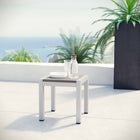 Modway Shore Outdoor Patio Aluminum Side Table - Silver Grey-Plastic Wood Accent Paneling