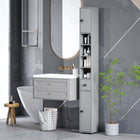 Kleankin Bathroom Storage Cabinet with Shelves and Toilet Paper Holder - Grey-The shelves inside the cabinets are 3-level adjustable for flexible storage