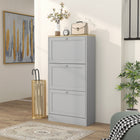 HOMCOM Modern Shoe Cabinet with 3 Flip Drawers for 12-18 Pairs - Grey-Compact design fits in small spaces