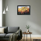 Frameworth Pink Floyd Sunset Print with Gold LP - Framed Print - 38.5" W x 27.5" H-Premium quality display with professional matting and durable frame construction - a standout piece for any music room or home entertainment space