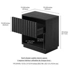 Hudson&Canal Jason Rectangular Fluted Nightstand - 24" W - Black Grain-Features easy assembly