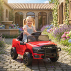 Qaba 12V Licensed Dodge RAM 3500 Electric Kids Ride on Car - Red-Powerful dual 12V motors and speeds up to 3.1 mph (5 km/h) 