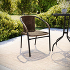 Flash Furniture Dark Brown Rattan Indoor-Outdoor Restaurant Stack Chair-Stacks up to 23 Chairs High